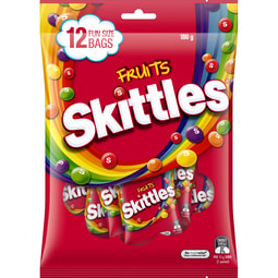 SKITTLES Fruits Lollies Fun Size  Bags, 12 x 15 g image