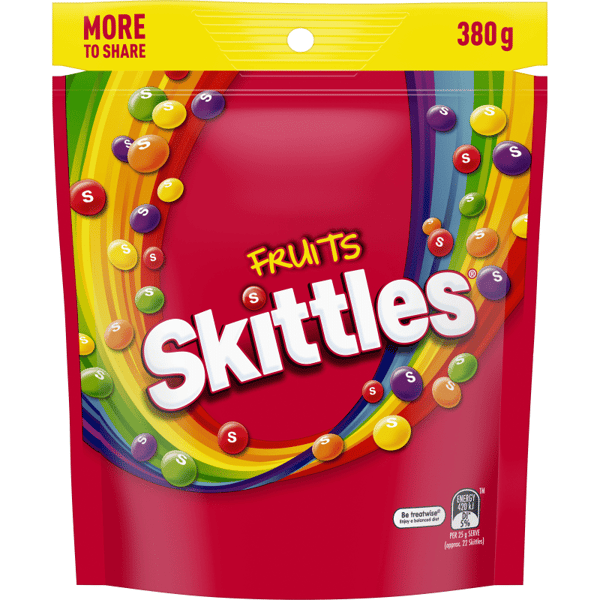 SKITTLES Fruits Lollies Bag, 380 g