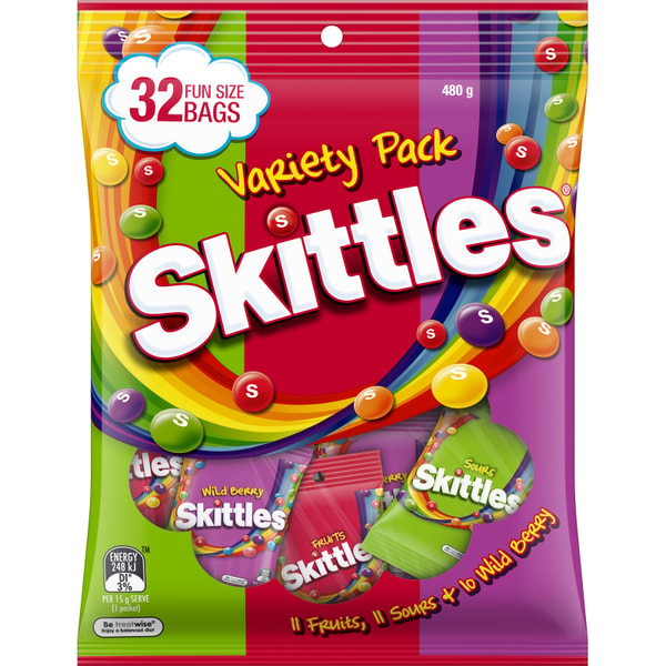 SKITTLES Variety Lollies Fun Size Bags, 32 x 15 g