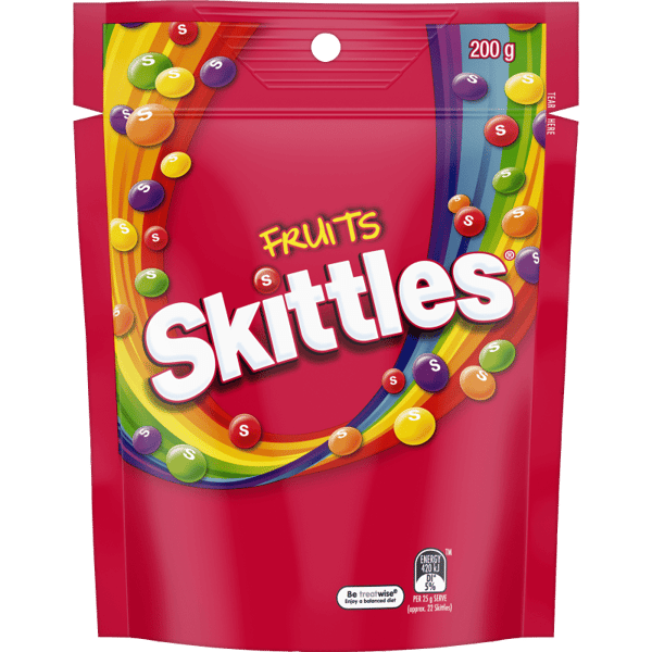 SKITTLES Fruits Lollies Bag, 200 g