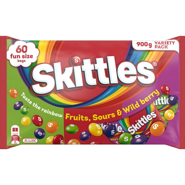 SKITTLES Variety Fun Size Bag 60 Pieces 900g