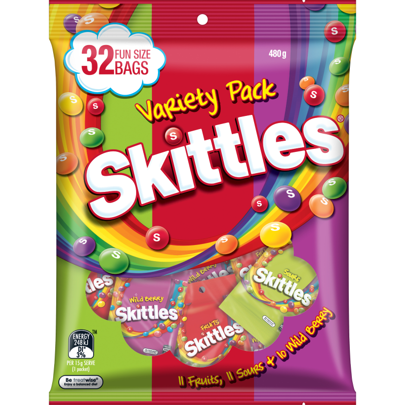 SKITTLES Variety Lollies Fun Size Bags, 32 x 15 g SKITTLES®