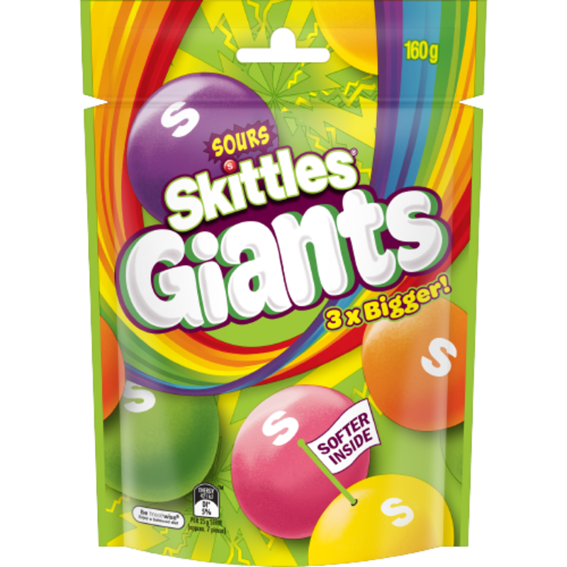 SKITTLES Giants Crazy Sours Lollies Bag, 160 g SKITTLES®
